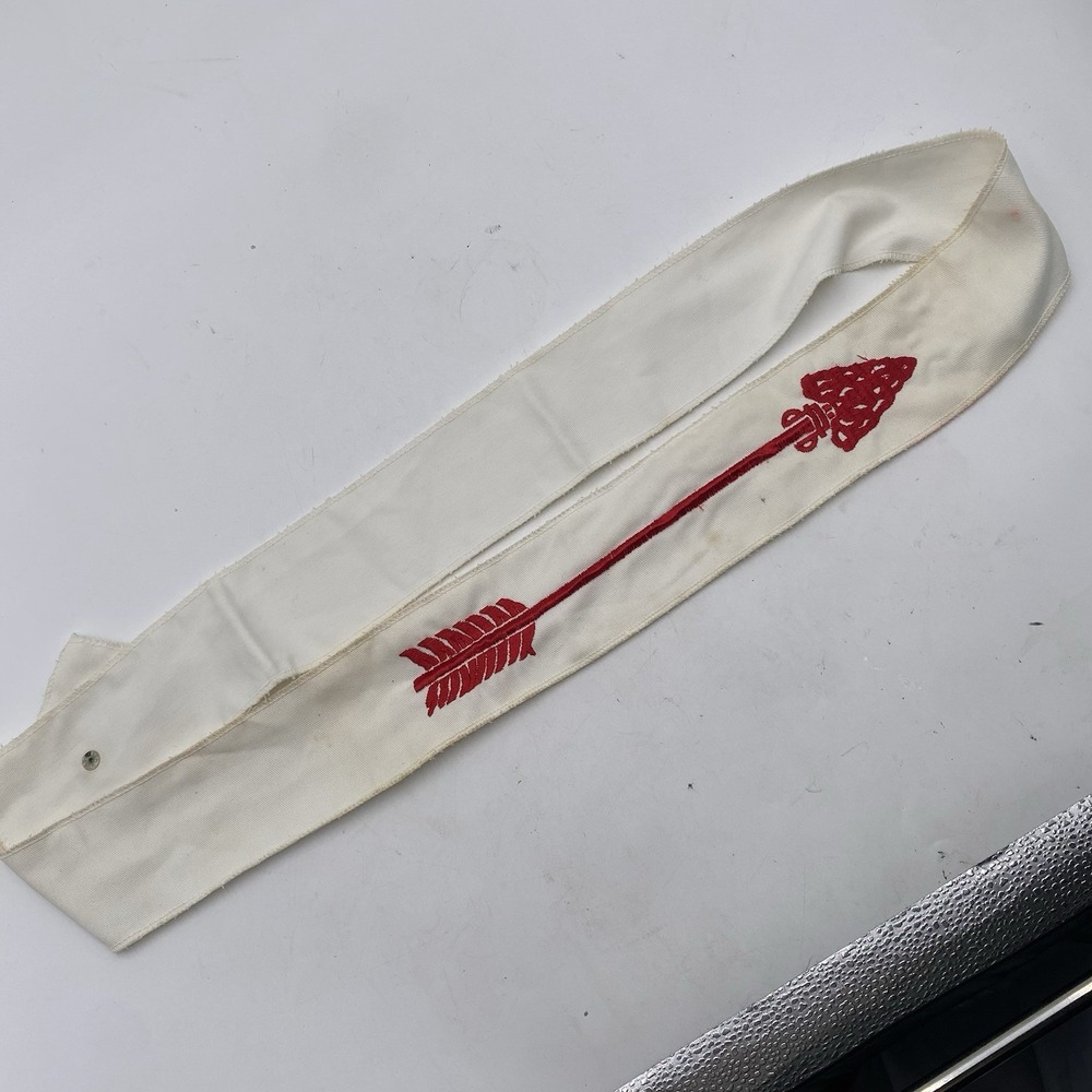BSA Order of the Arrow Ordeal Sash White Red Embroidered Arrow‎ SEE PICS